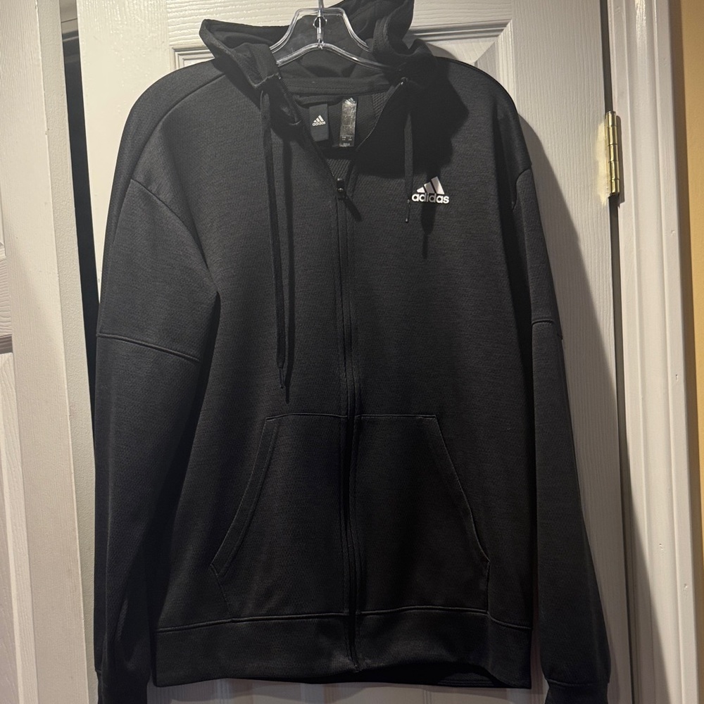 adidas Men’s Black Full-Zip Hooded Sweatshirt
